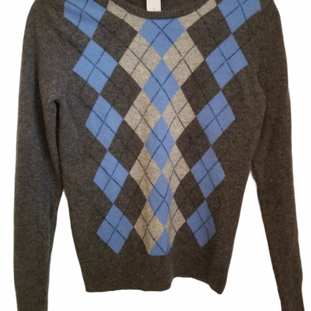 Vintage TWEEDS 2-Ply Cashmere Argyle Crew Sweater - Picture 8 of 8